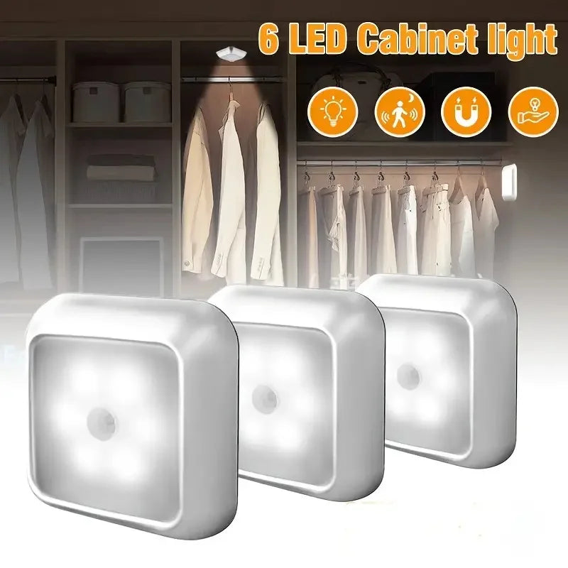 Battery Powered LED Motion Sensor Night Light Wireless Lighting Stairs Light Bedroom Wall Lamp For Cupboard Toilet Wardrobe Home